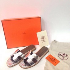 Женские шлепанцы Hermes Silver