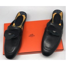 Женские кожаные лоферы Hermes черные