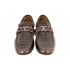 Мужские брендовые кожаные мокасины Louis Vuitton Montaigne коричневые