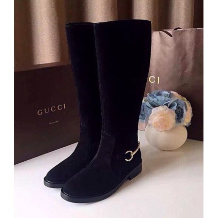 Эксклюзивная брендовая модель Женские осенние замшевые сапоги Gucci черные