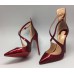 Эксклюзивная брендовая модель Женские кожаные лаковые туфли Christian Louboutin Pigalle бордовые на высоком каблуке