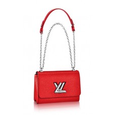 Женская красная брендовая кожаная сумка Louis Vuitton Twist MM Red
