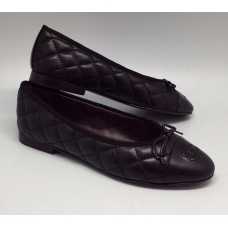 Женские брендовые кожаные стеганые балетки Chanel Cruise Black