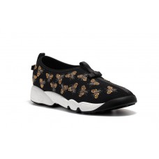 Женские летние кроссовки Christian Dior Low черные с вышивкой