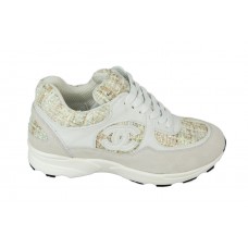 Женские брендовые кроссовки Chanel EX Sport White/Gold
