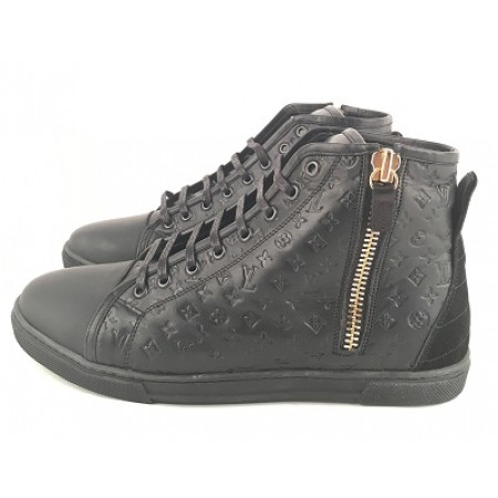 Эксклюзивная брендовая модель Зимние мужские брендовые кроссовки Louis Vuitton Sneakers Black