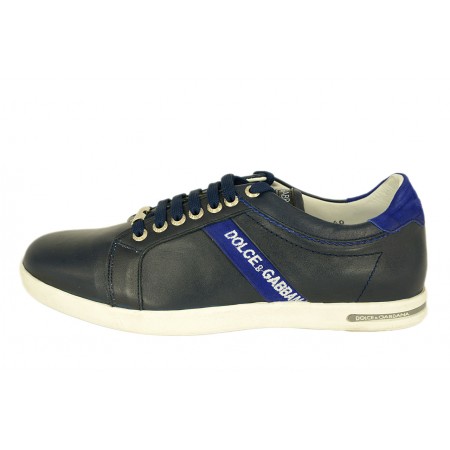 Эксклюзивная брендовая модель Мужские кожаные кроссовки Dolce&Gabbana синие