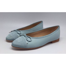 Женские кожаные брендовые балетки Chanel Light Blue