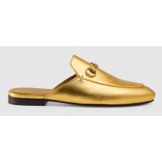 Женские кожаные лоферы Gucci золотые