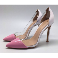 Женские лакированные туфли Gianvito Rossi Plexi розовые с белым