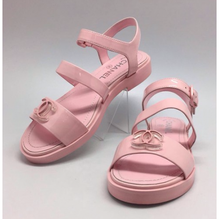 Эксклюзивная брендовая модель Женские брендовые кожаные сандалии Chanel Cruise Low Pink
