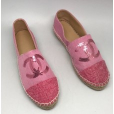 Женские эспадрильи Chanel розовые текстильные