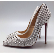 Женские кожаные белые туфли Christian Louboutin Pigalle