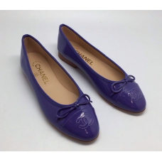 Женские брендовые кожаные балетки Chanel Low Blue