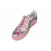 Эксклюзивная брендовая модель Женские летние кожаные кроссовки Gucci серебристые с розовым