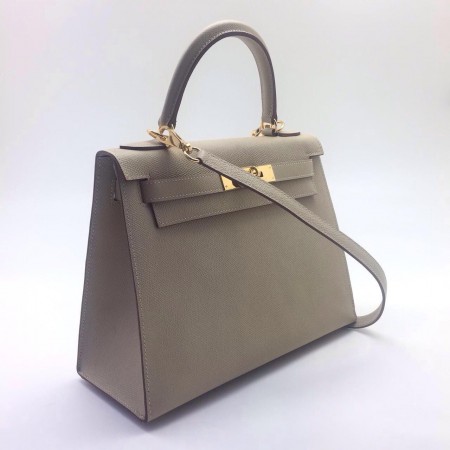 Эксклюзивная брендовая модель Женская кожаная сумка Hermes серая 28 см