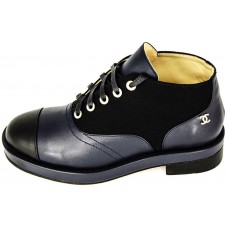 Женские осенние брендовые ботинки Chanel Cruise BlackBlue