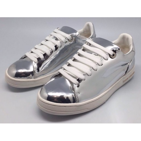 Эксклюзивная брендовая модель Женские кожаные лаковые кроссовки Louis Vuitton Frontrow Sneakers Women Silver 