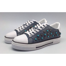 Женские голубые джинсовые кеды Valentino Garavani Rockstud