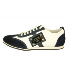 Мужские кожаные кроссовки Dolce&Gabbana бело-синие