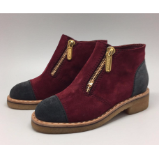 Женские осенние брендовые замшевые ботинки Chanel Cruise Red