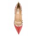 Эксклюзивная брендовая модель Женские кожаные летние туфли Valentino Garavani Rockstud красные