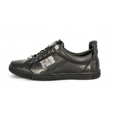 Мужские кожаные черные кроссовки Philipp Plein Skull