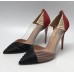 Эксклюзивная брендовая модель Женские летние кожаные туфли Valentino Garavani Rockstud красно-черные