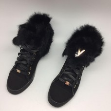 Женские зимние замшевые женские кеды Louis Vuitton Millenium черные