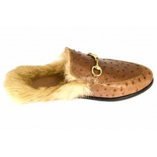 Лоферы Gucci Broun с мехом