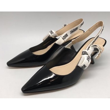 Эксклюзивная брендовая модель Женские лаковые кожаные туфли Christian Dior черные с открытой пяткой