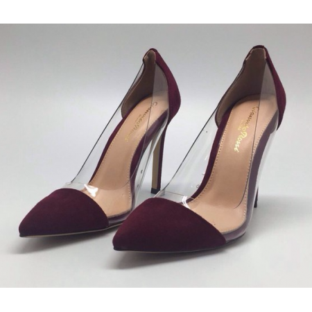 Эксклюзивная брендовая модель Женские замшевые летние туфли Gianvito Rossi Plexi бордовые