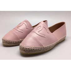 Женские брендовые летние кожаные эспадрильи Chanel Pink