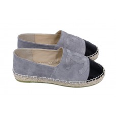Женские брендовые замшевые эспадрильи Chanel Grey