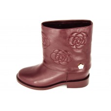 Женские осенние кожаные сапоги Chanel Cruise Bordo