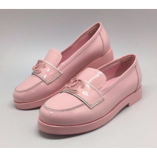 Женские брендовые кожаные лоферы Chanel Pink