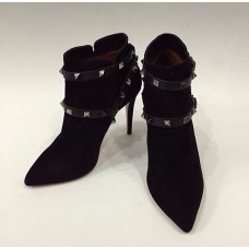 Женские замшевые ботильоны Valentino Garavani Rockstud черные