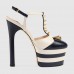 Эксклюзивная брендовая модель Женские летние кожаные туфли на платформе Gucci черно-белые 