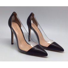 Женские летние кожаные туфли Gianvito Rossi Plexi черные