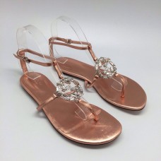 Женские кожаные сандалии Gucci золотые