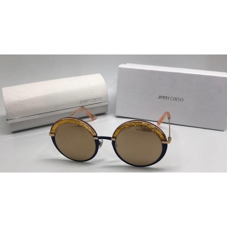 Эксклюзивная брендовая модель Женские солнцезащитные очки Jimmy Choo со стразами золотые