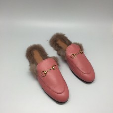 Лоферы Gucci Pink с мехом