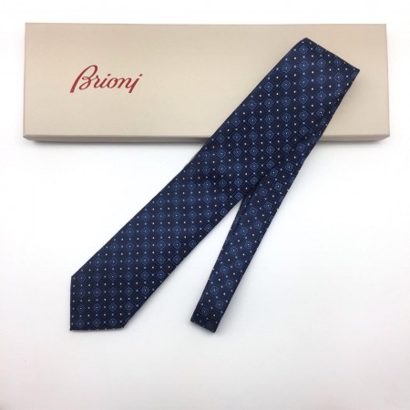 Эксклюзивная брендовая модель Мужской галстук Brioni темно-синий с узороми 150 см