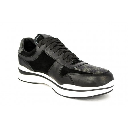 Эксклюзивная брендовая модель Мужские кожаные черные кроссовки Louis Vuitton Run Away Sneakers Black