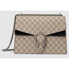 Бежевая хлопково-кожаная сумка через плечо Gucci Dionysus GG Supreme