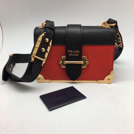 Эксклюзивная брендовая модель Женская сумка Prada Black/Red/Gold