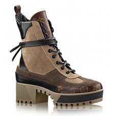 Женские высокие кожаные ботинки на платформе Louis Vuitton Laureate Broun коричневые