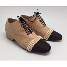 Женские брендовые кожаные ботинки Chanel с жемчугом