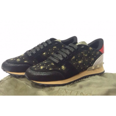 Женские кожаные летние кроссовки Valentino Garavani Rockstud черные