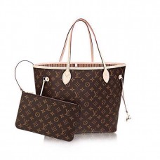 Женская брендовая кожаная Сумка Louis Vuitton NeverFull Broun
